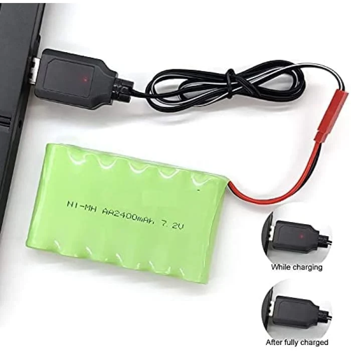 7,2V 2400mAh Ni-MH AA JST dobíjecí baterie USB nabíjecí kabel pro RC nákladní auta YUNIQUE GREEN-CLEAN-POWER