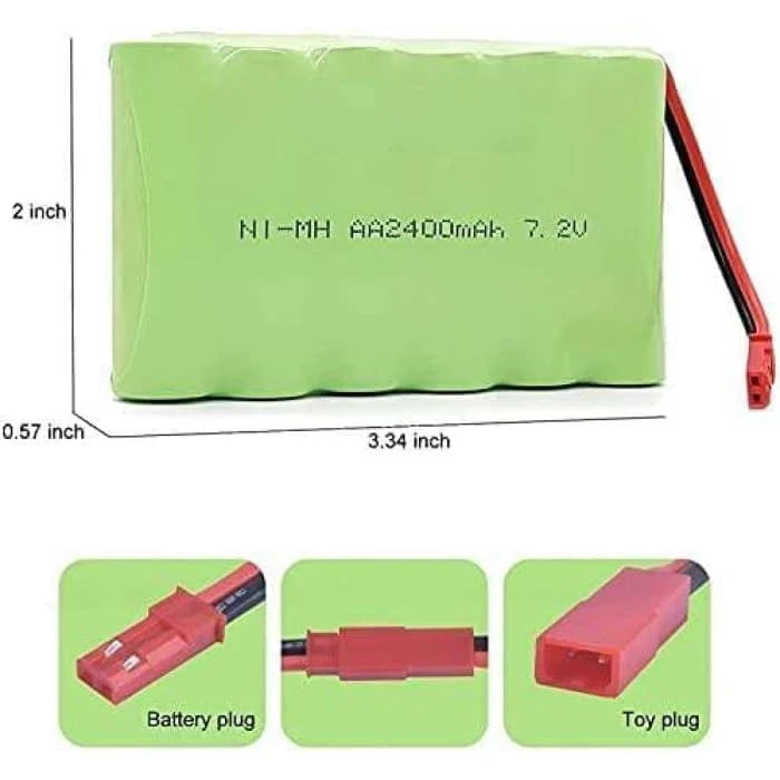 7,2V 2400mAh Ni-MH AA JST dobíjecí baterie pro RC nákladní auta YUNIQUE GREEN-CLEAN-POWER