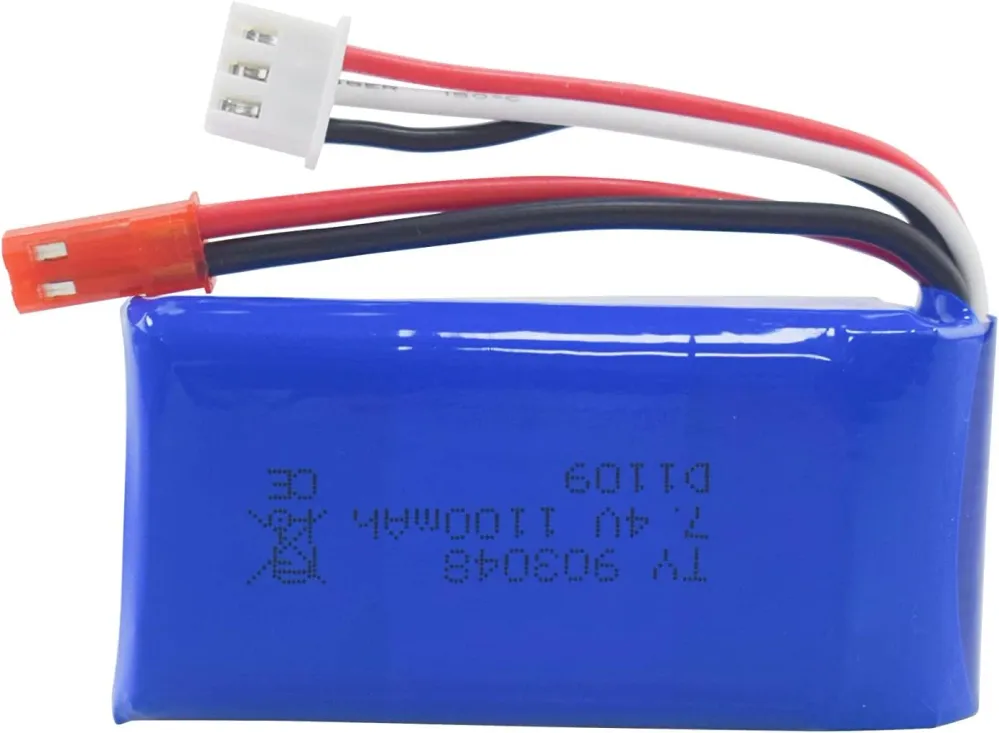 2 x 7,4V 1100mAh lithiová baterie s nabíječkou - kompatibilní s WLtoys A949, A959, A969, A979, K929, V912, V913, L959 YUNI...