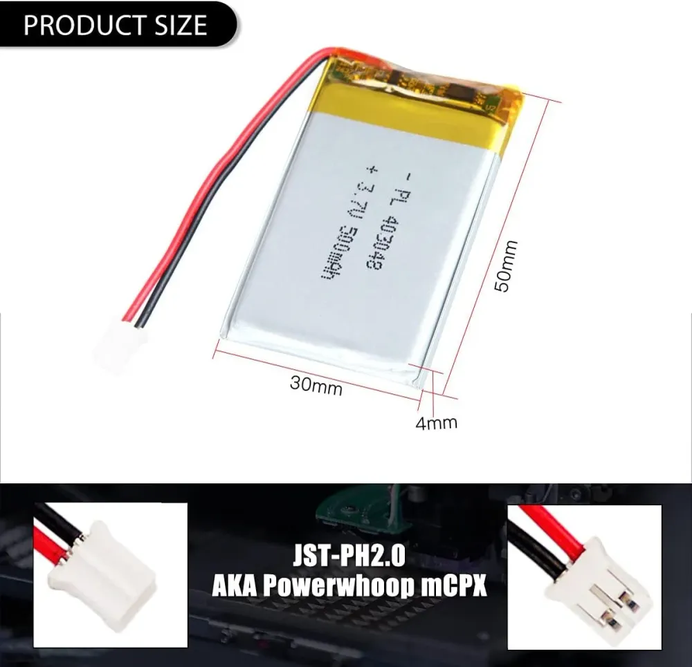 902030 dobíjecí baterie Lipo (3,7V, 500mAh Lipo) pro přenosný telefon video mp3 mp4 LED světlo YUNIQUE GREEN-CLEAN-POWER
