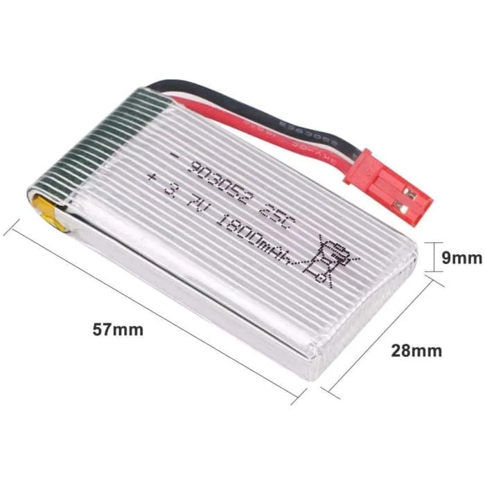 Baterie pro kvadrokoptéru, 3,7V 1800mAh 25C Li-Po baterie se zástrčkou JST USB nabíjecím kabelem pro RC vrtulník JJRC H11D...