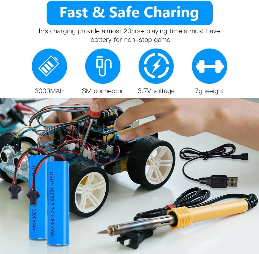 1 kus 3,7V 3000mAh lithium-iontová baterie SM-2P Plug Kompatibilní s DE45 DE42 1:14 Off-road Drift Racing YUNIQUE GREEN-CL...