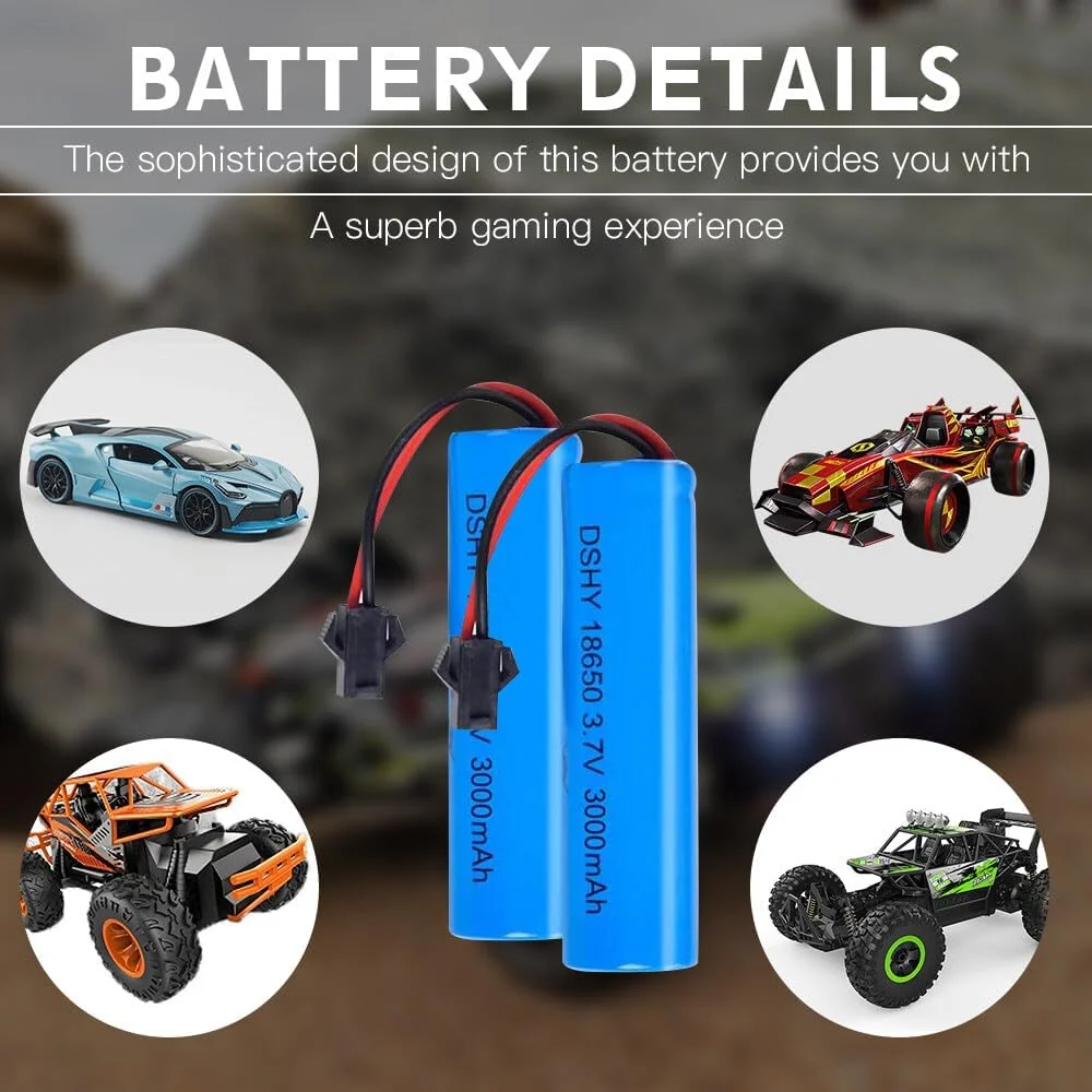 1 kus 3,7V 3000mAh lithium-iontová baterie SM-2P Plug Kompatibilní s DE45 DE42 1:14 Off-road Drift Racing YUNIQUE GREEN-CL...