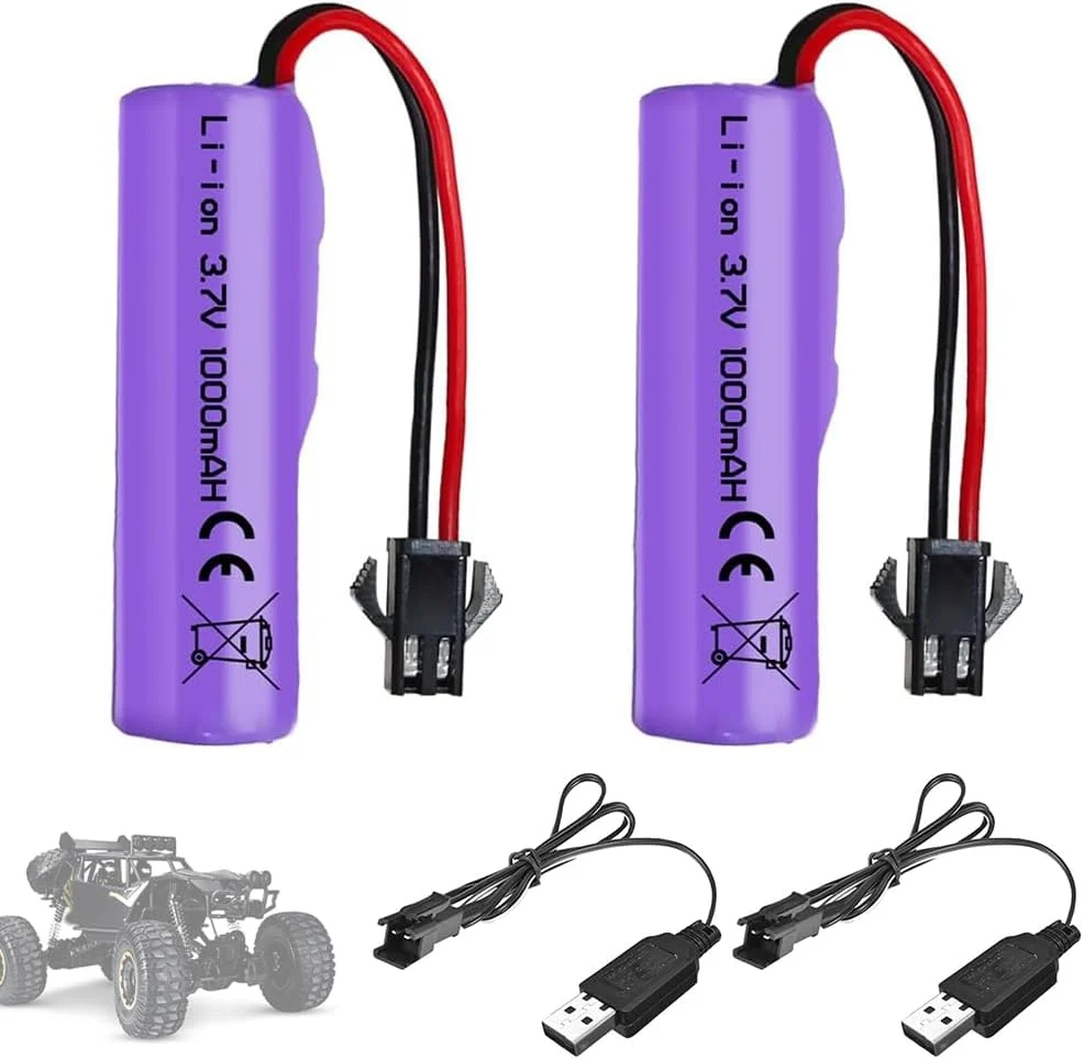 1 kus 7,4V 1000mAh dobíjecí baterie SM-4P s nabíjecím kabelem USB pro RC vozidla DE36W DE65 NO.1809 YUNIQUE GREEN-CLEAN-POWER