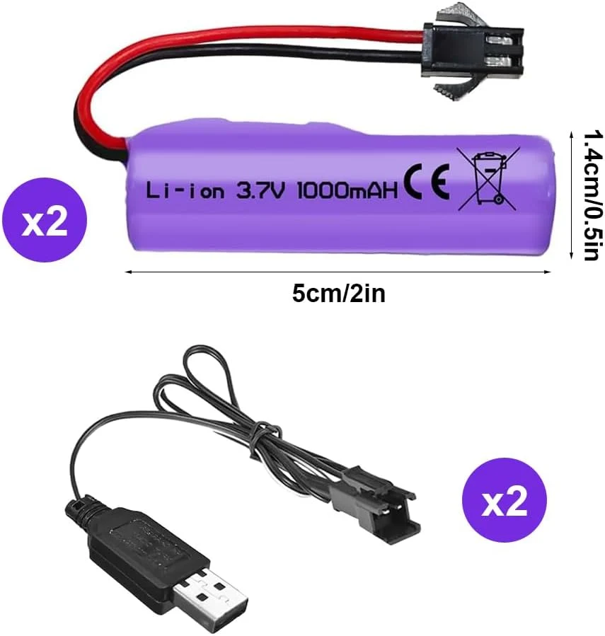 1 kus 7,4V 1000mAh dobíjecí baterie SM-4P s nabíjecím kabelem USB pro RC vozidla DE36W DE65 NO.1809 YUNIQUE GREEN-CLEAN-POWER