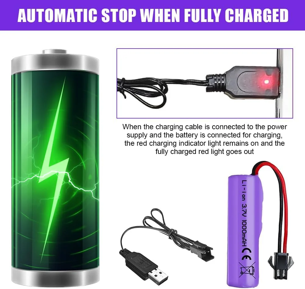 1 kus 7,4V 1000mAh dobíjecí baterie SM-4P s nabíjecím kabelem USB pro RC vozidla DE36W DE65 NO.1809 YUNIQUE GREEN-CLEAN-POWER