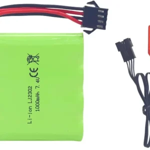 1 kus 7,4V 1000mAh dobíjecí baterie SM-4P s nabíjecím kabelem USB pro RC vozidla DE36W DE65 NO.1809 YUNIQUE GREEN-CLEAN-POWER