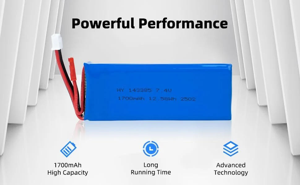 1 kus 7,4V 1700mAh lithiová baterie kompatibilní s vysokorychlostními RC auty 4WD - modely 9200 9200E 9202E YUNIQUE GREEN-...