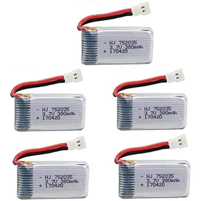 5 kusů dobíjecích Lipo baterií pro Hubsan X4 H107c H107d H107L 3,7V 380mAh Rc kvadrokoptéra YUNIQUE GREEN-CLEAN-POWER