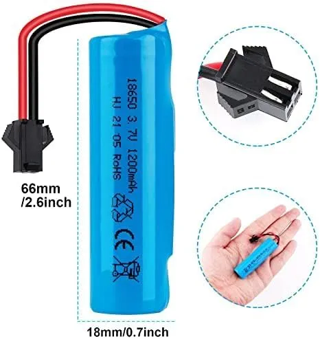 2 kusy 3,7V 1200mAh baterie s nabíjecím kabelem USB, zástrčka SM-2P, kompatibilní s DE45 DE42 1:14 Off-road Drift Racing Y...