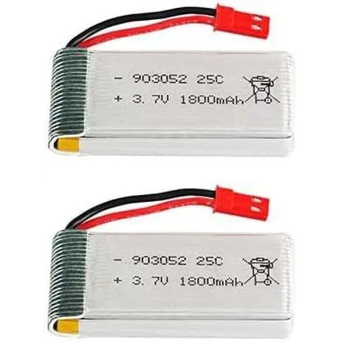 2 kusy 3,7V 1800mAh 25C li-po baterie se zástrčkou JST pro kvadrokoptéru RC vrtulníku JJRC H11D H11C HQ898B YUNIQUE GREEN-...