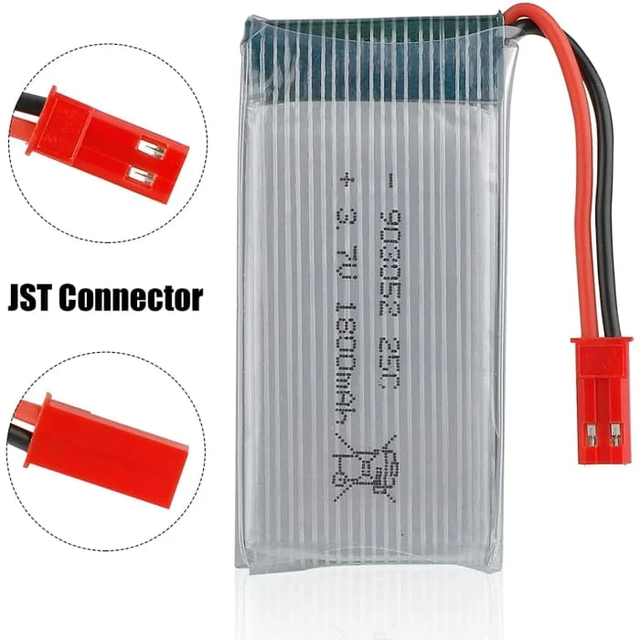 2 kusy 3,7V 1800mAh 25C li-po baterie se zástrčkou JST pro kvadrokoptéru RC vrtulníku JJRC H11D H11C HQ898B YUNIQUE GREEN-...