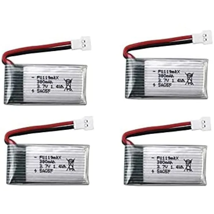 4 kusy 3,7V 380mAh dobíjecí Lipo baterie pro Hubsan X4 H107c H107d H107L, Syma X11 X11C, HS170 HS170C Rc kvadrokoptéra YUN...