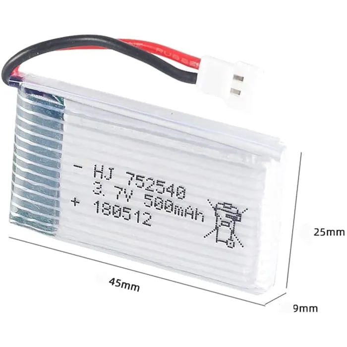 4 kusy 3,7V, 500mAh dobíjecí Lipo baterie pro RC kvadrokoptéry Drony Syma X5 X5C X5SC X5SW, Cheerson CX-30W, Skytech M68,...