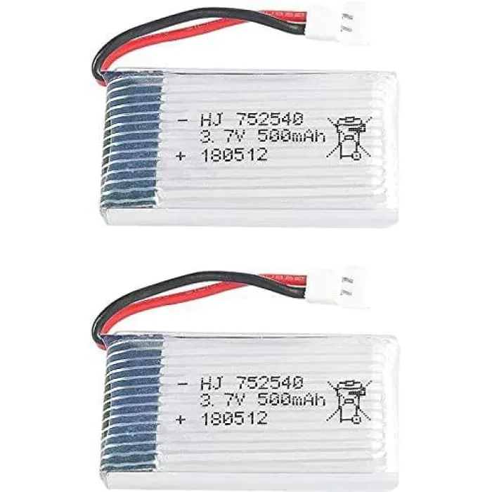 2 kusy 3,7V, 500mAh Lipo dobíjecí Lipo baterie pro RC kvadrokoptéry Drony Syma X5 X5C X5SC X5SW, Cheerson CX-30W, Skytech...