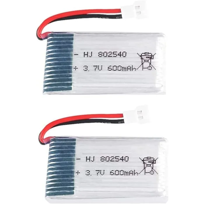 2 kusy 3,7V, 600mAh dobíjecí Lipo baterie pro RC kvadrokoptéry Drony Syma X5 X5C X5SC X5SW, Cheerson CX-30W, Skytech M68,...