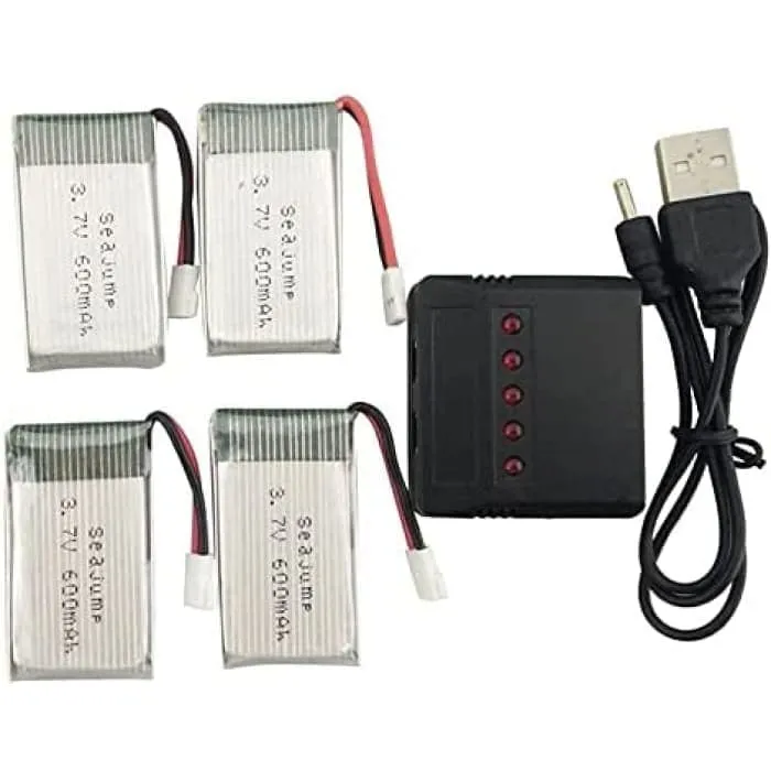 4 kusy Lipo baterie 3,7V, 600mAh pro RC kvadrokoptéry Drony Syma X5 X5C X5SC X5SW, Cheerson CX-30W, Skytech M68, Wltoys F9...