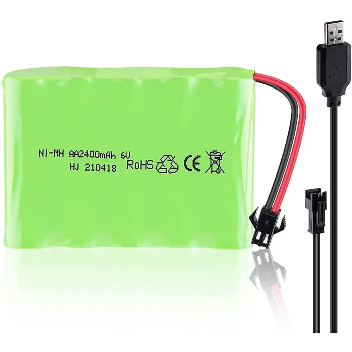 6V Ni-Mh 2400 mAh dobíjecí baterie pro dálkové ovládání do auta + USB nabíjecí kabel YUNIQUE GREEN-CLEAN-POWER