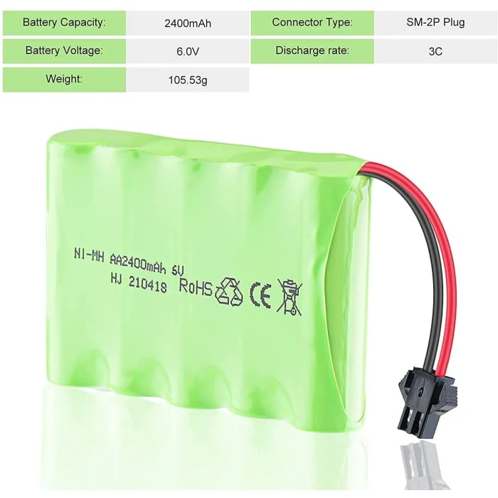 6V Ni-Mh 2400 mAh dobíjecí baterie pro dálkové ovládání do auta + USB nabíjecí kabel YUNIQUE GREEN-CLEAN-POWER
