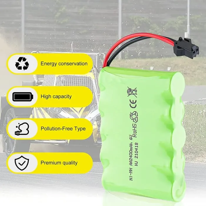 6V Ni-Mh 2400 mAh dobíjecí baterie pro dálkové ovládání do auta + USB nabíjecí kabel YUNIQUE GREEN-CLEAN-POWER