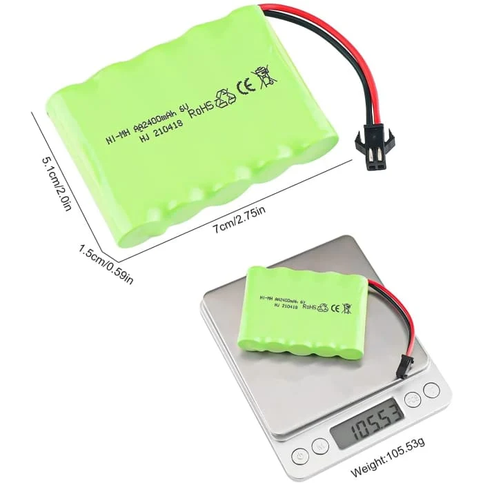 6V Ni-Mh 2400 mAh dobíjecí baterie pro dálkové ovládání do auta + USB nabíjecí kabel YUNIQUE GREEN-CLEAN-POWER