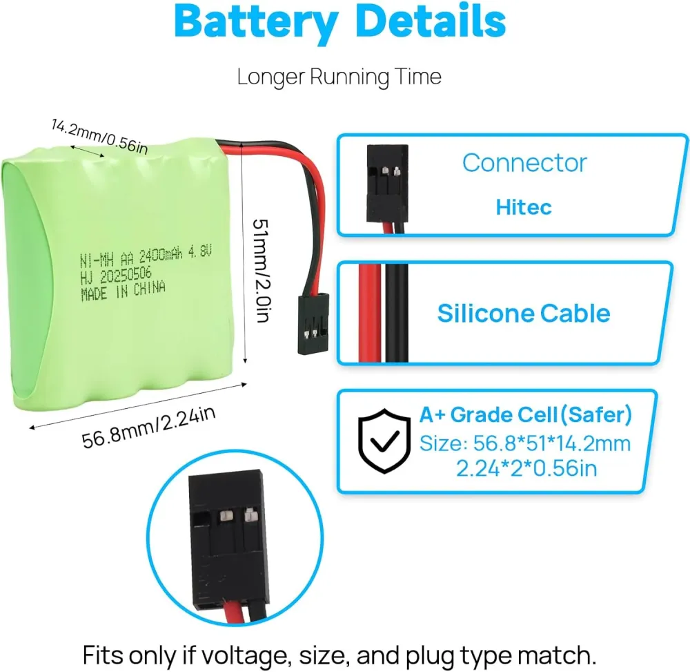 6V Ni-MH 2400 mAh dobíjecí baterie pro dálkové ovládání auta YUNIQUE GREEN-CLEAN-POWER