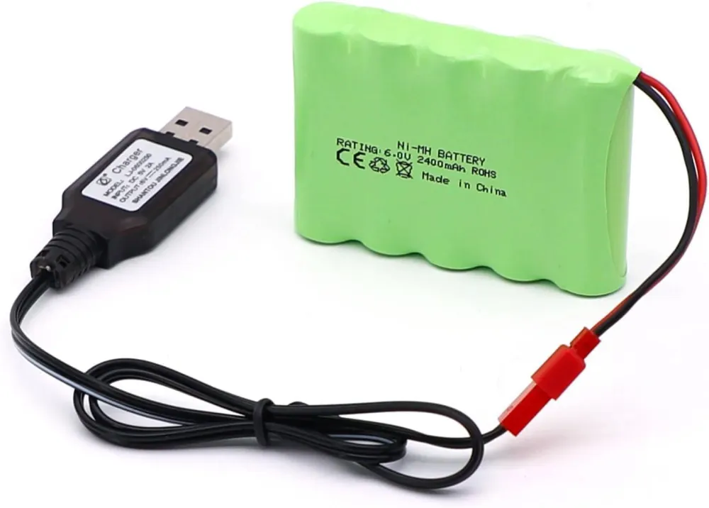 6V Ni-Mh 2400 mAh dobíjecí baterie pro dálkové ovládání do auta + USB nabíjecí kabel YUNIQUE GREEN-CLEAN-POWER