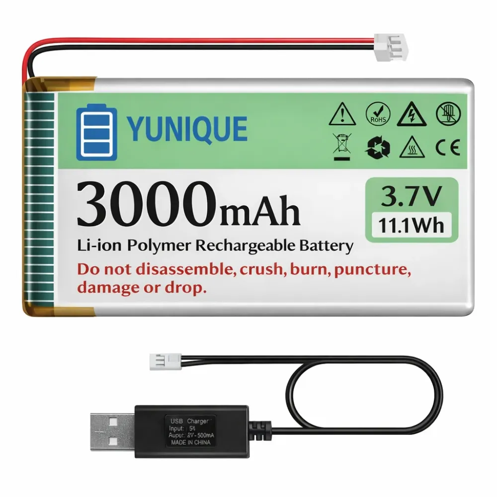 Sada 4 3,7V 3000mAh li-ion baterií s USB nabíječkami pro RC auta, kompatibilní s modely DE45 DE42 1:14 Off-road Drift Raci...