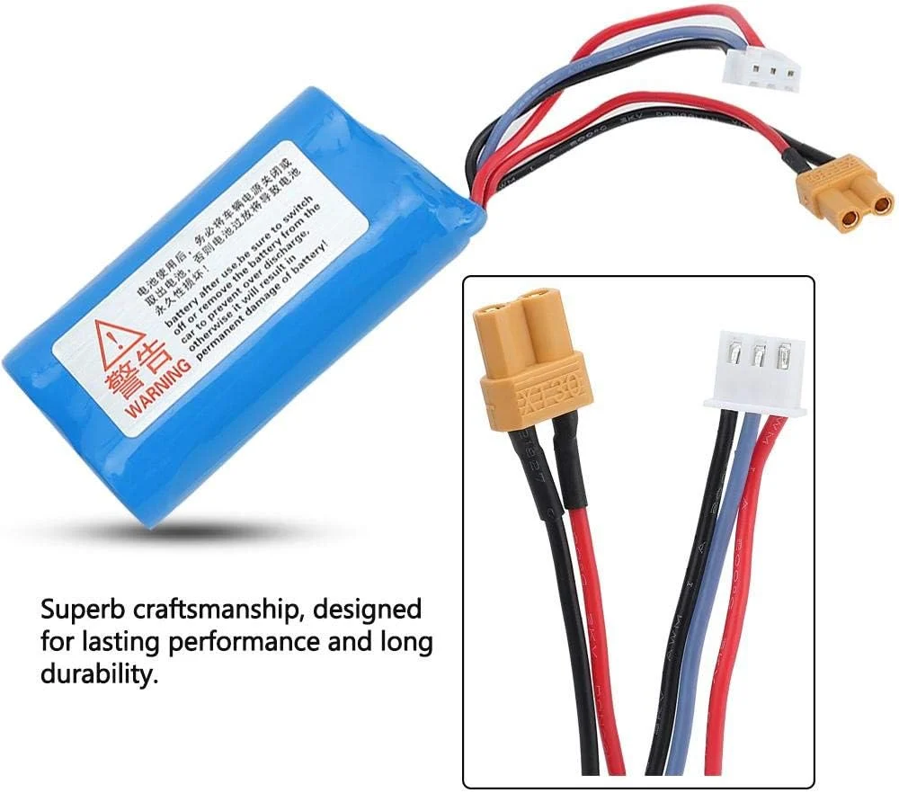XT30 7.4V 2000mAh 2S LiPo baterie pro HUINA - vysokokapacitní RC příslušenství YUNIQUE GREEN-CLEAN-POWER