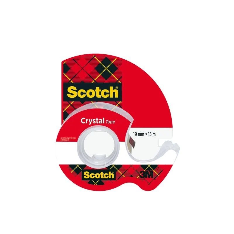 Scotch® Crystal KleBband, 19 mm x 15 m, 1 Roll + hand -rullare | Pack (1 rulle)