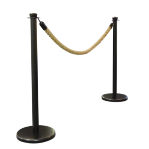 Černá sada zábrany se sloupky lanem - Luxor - (2x černé sloupky + 1x 150cm konopné lano)