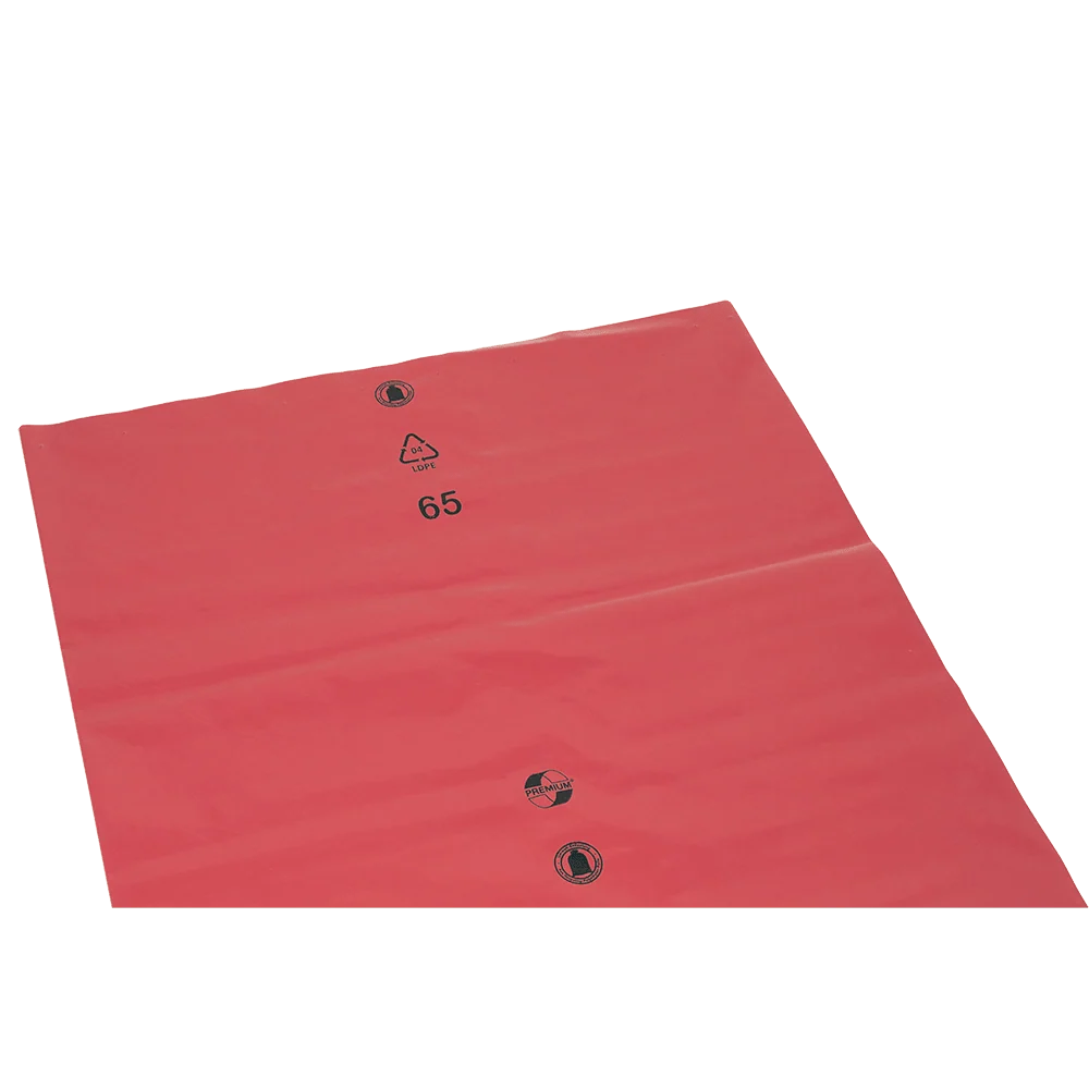 Deiss Premium ® - sacos de resíduos feitos de reciclagem LDPE 70 L Loose - Red | Papelão (150 rolos)