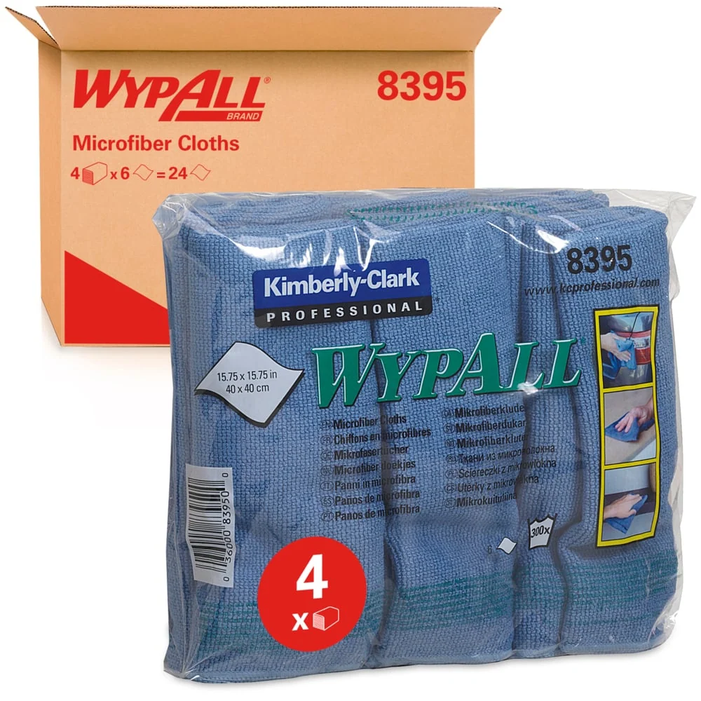 Panos de microfibras wypall® - pano plano / 40 x 40 cm - 100-Pack Bulk Blue