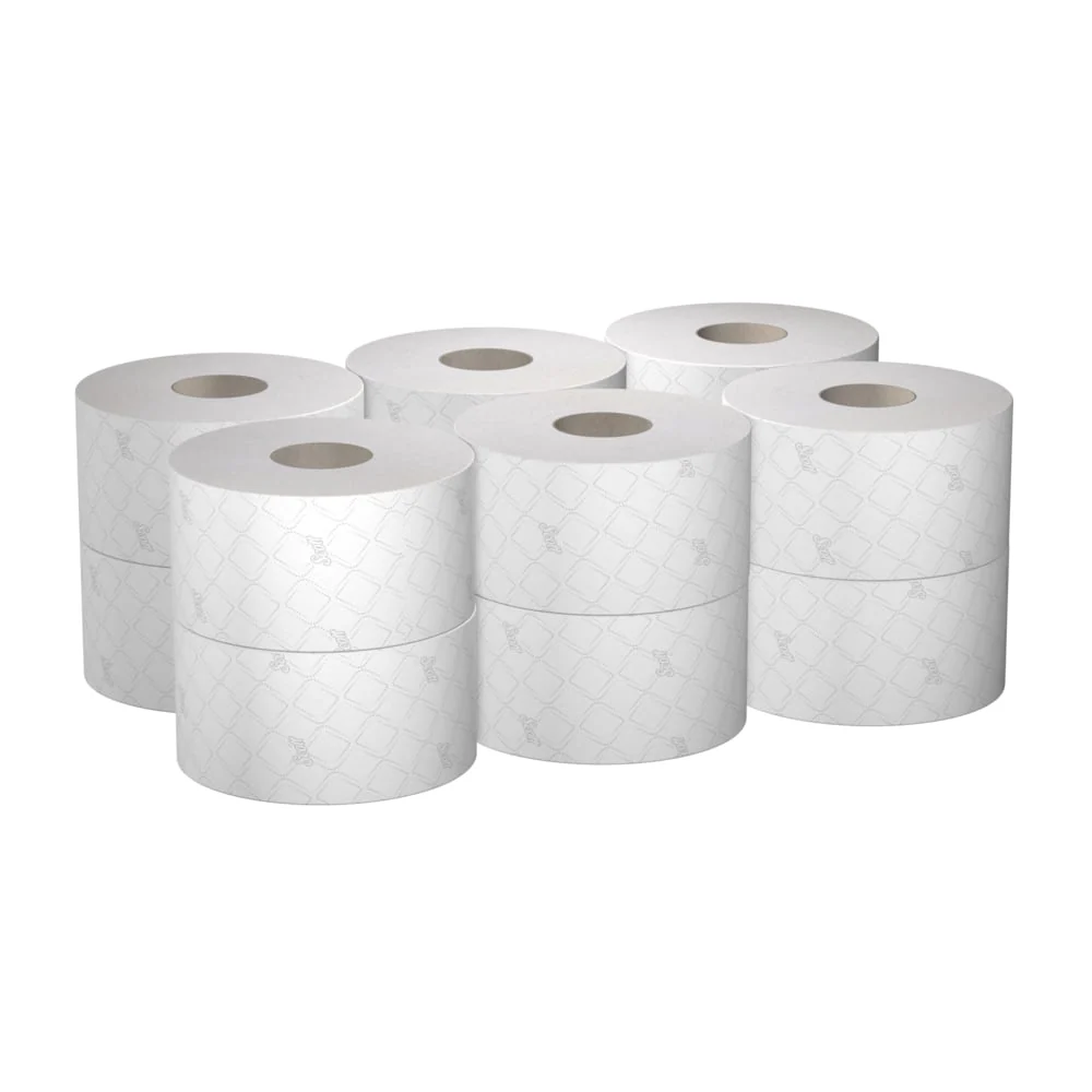 Profesionální nahrávání Papel do banheiro Scott® Základní ™ - rolo grande / branco - 12 rolos x 474 folhas de lenços de pa...