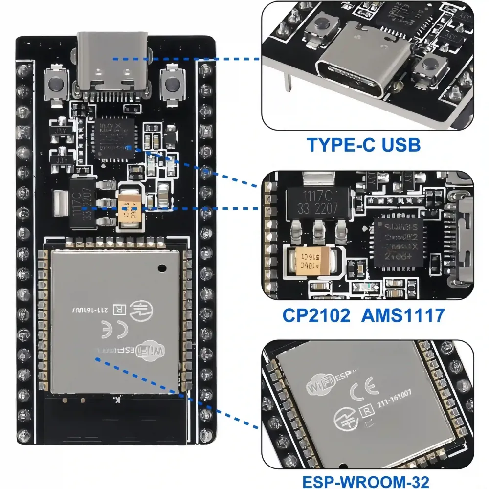 ESP32-WROOM-32 Wifi Bluetooth Type-C vývojová sada Espressif