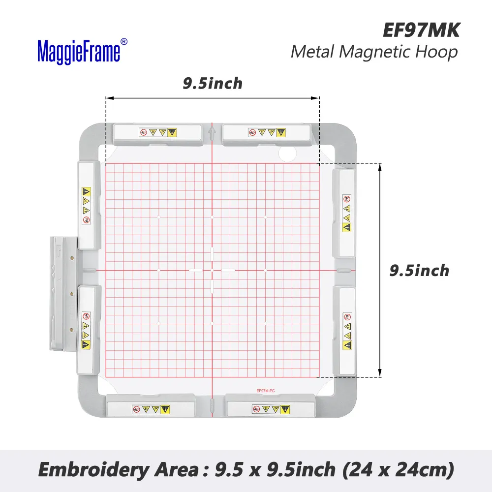 MaggieFrame magnetický rámeček 9.5″ × 9.5″ (240 × 240 mm) EF97MK pro vyšívací stroje Brother/Babylock