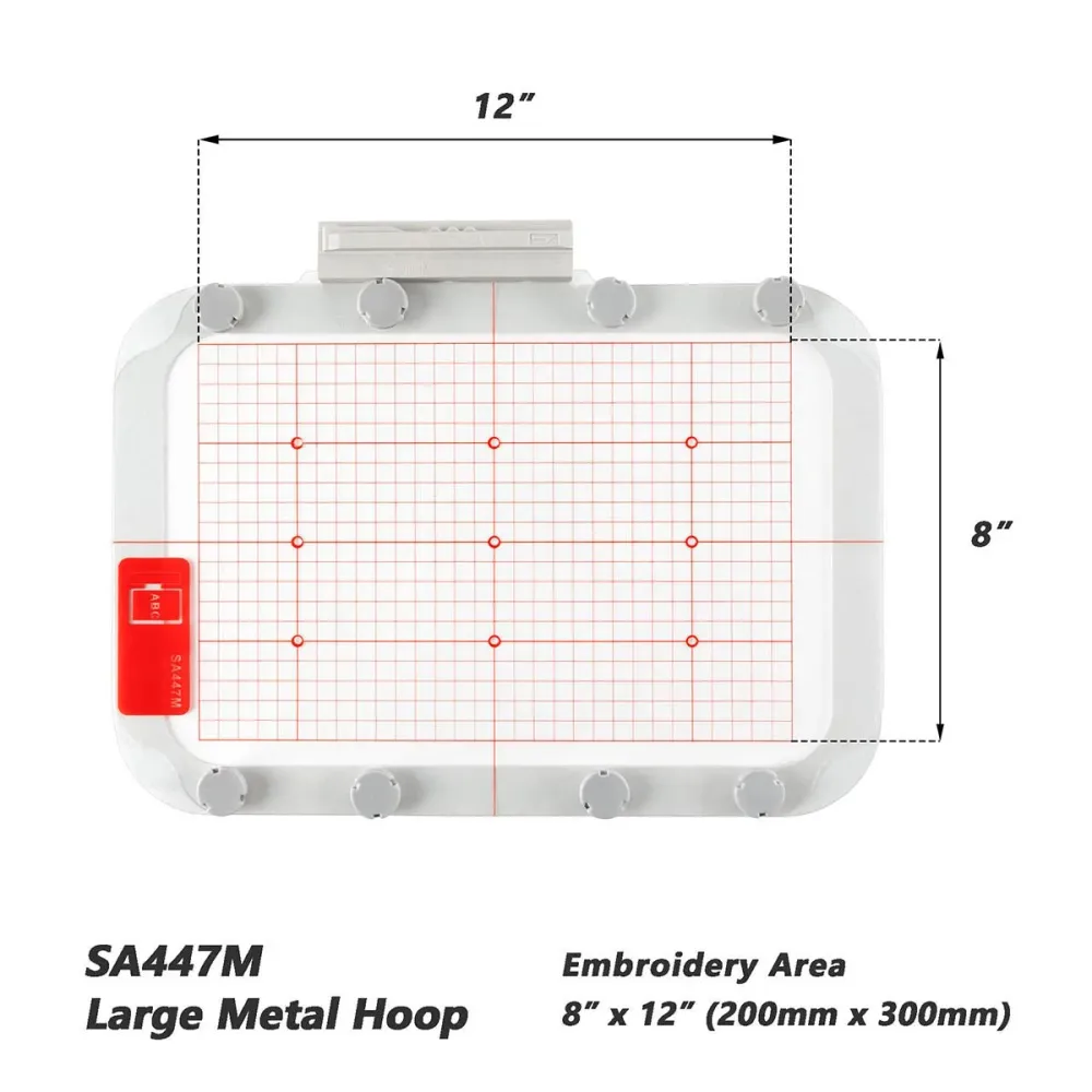 Magnetický vyšívací rámeček 8×12″ (200×300 mm) pro stroje Brother Innovis Babylock – kovový rám SA447M