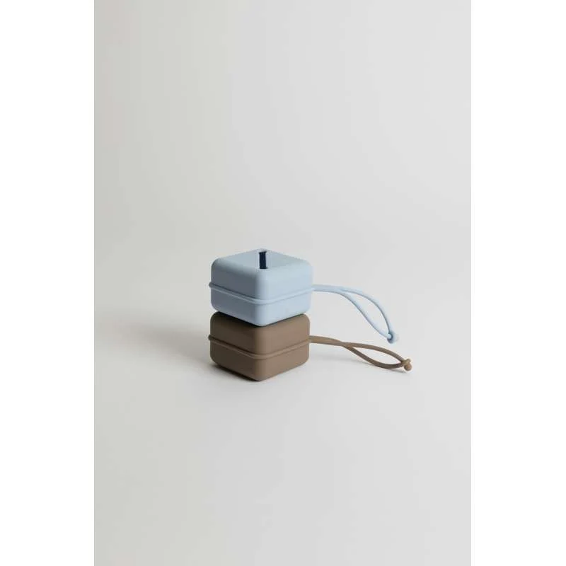 Modular Compartment BIBS Accessories Pacifier Case - Silikone - Sutteboks m. Plads til 3 Sutter - Dusty Blue