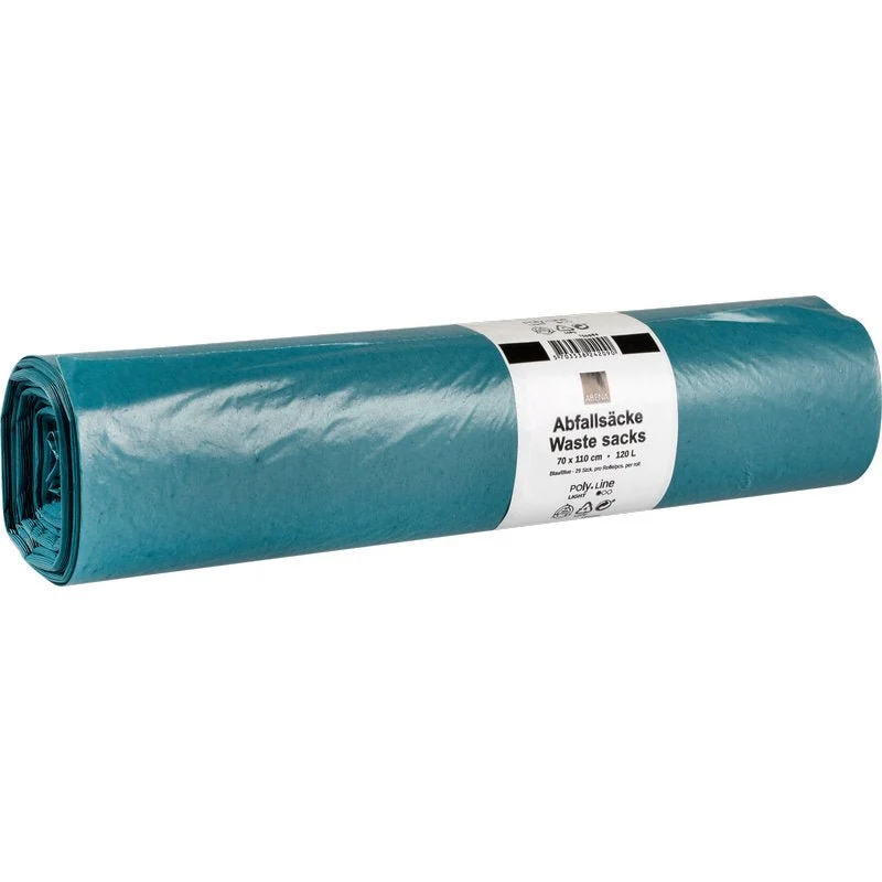 Sacos de resíduos 120 l, 700x1100 mm, 30 meu ldpe, azul | Papel (25 sacos)