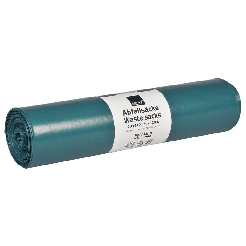 Sacos de resíduos 120 l, 700x1100 mm, 76 meu ldpe, azul | Papel (15 sacos)