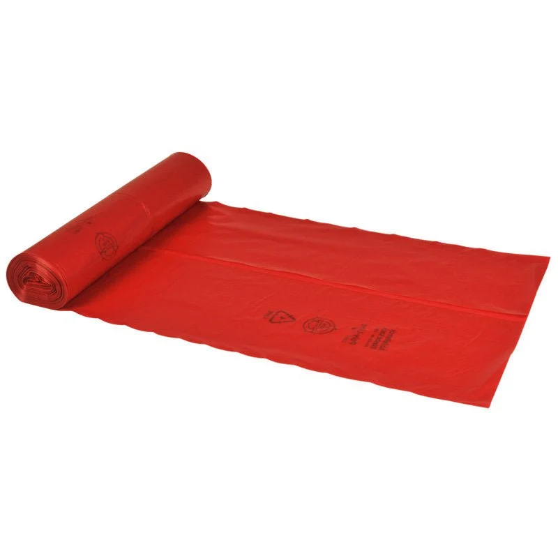 Sacos de resíduos 120 l, 700x1100 mm, 34 meu ldpe, vermelho | Papel (25 sacos)
