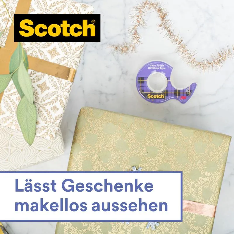Scotch® Geschenk-Klebeband im Handabroller, CAT 15, 19 mm x 15 m | Packung (1 Rolle)
