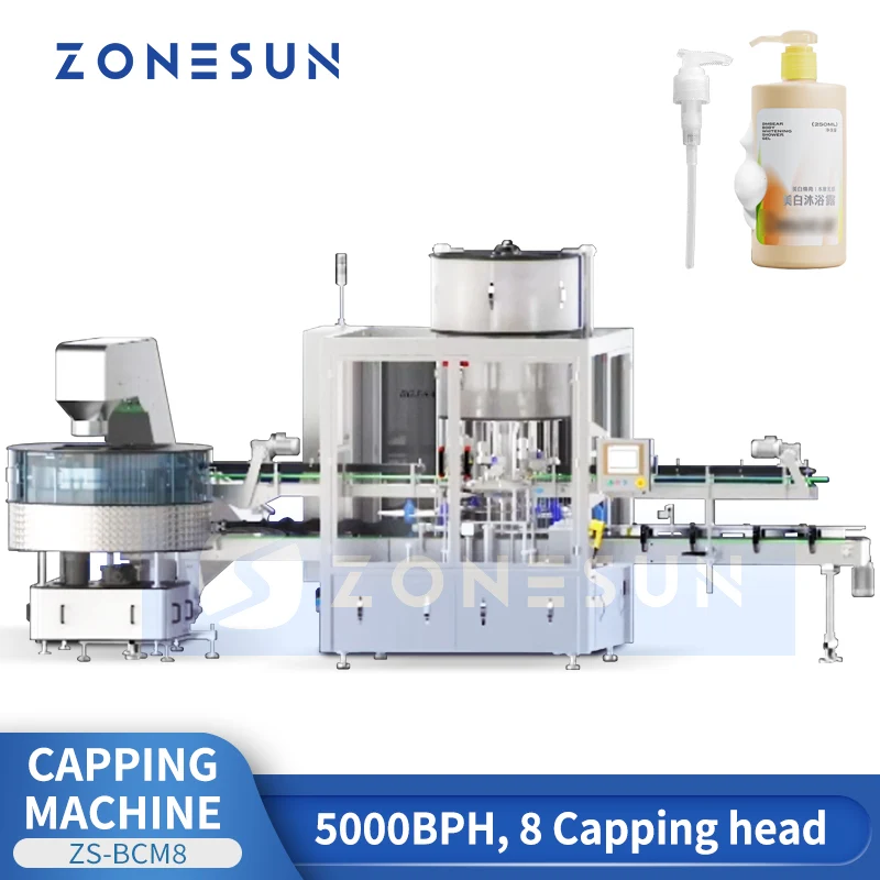 ZONESUN ZS-BCM8 High-Speed Pump Bottle Capping Machine Chemical Packaging