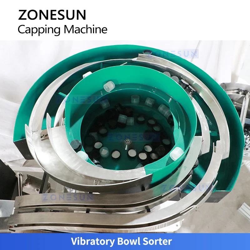 ZONESUN ZS-XG440S2 Automatic Servo Capper Dual-Track Bowl Feeder