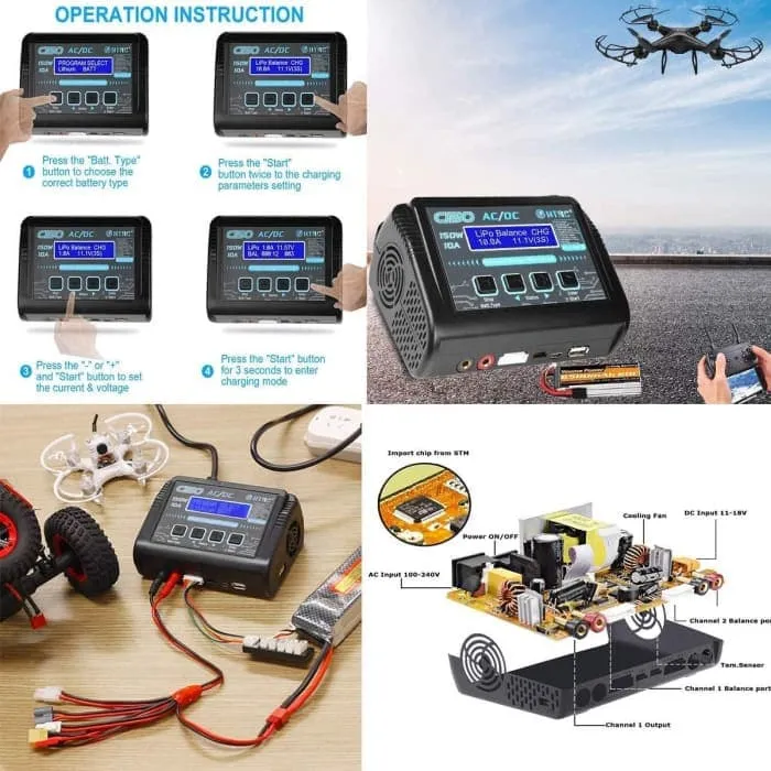HTRC LiPo nabíječka baterií RC balanční vybíječka 150W 10A 1-6S AC / DC C150 pro NiCd Li-Ion Life NiMH LiHV PB Smart bater...