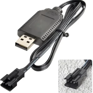 USB kabel Univerzální RC nabíječka s konektorem SM-3P pro 2S 7,4V LiPo baterii Kompatibilní s RC autem/autem/letadlem/dron...