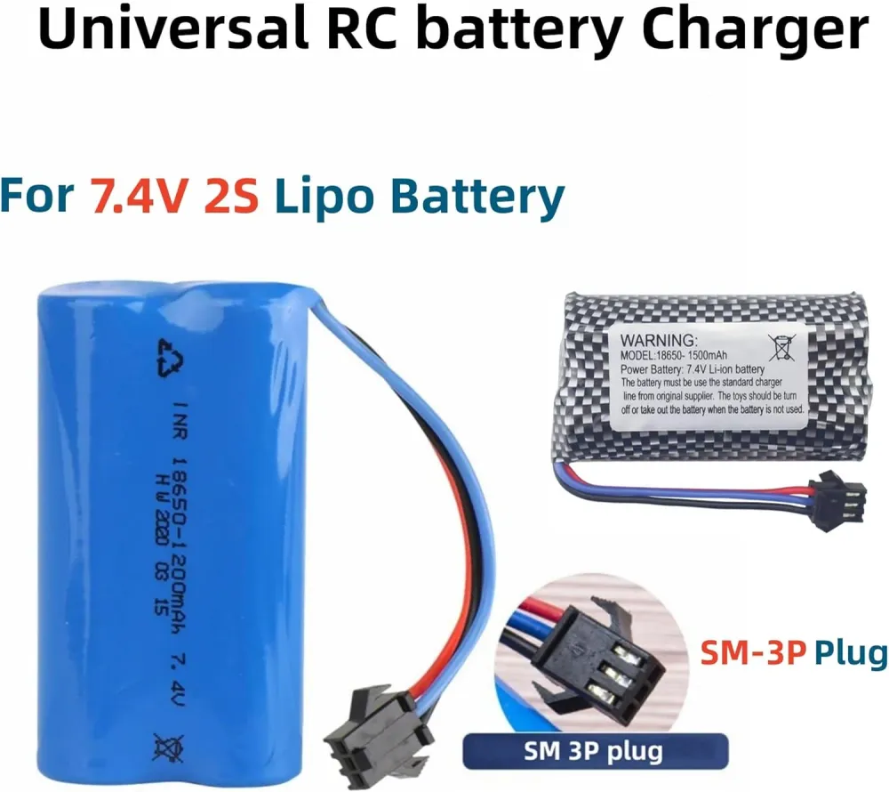 USB kabel Univerzální RC nabíječka s konektorem SM-3P pro 2S 7,4V LiPo baterii Kompatibilní s RC autem/autem/letadlem/dron...