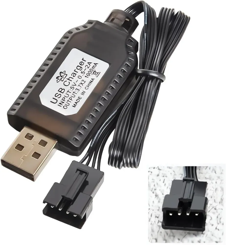 USB kabel Univerzální RC nabíječka s konektorem SM-4P pro 2S 7,4V LiPo baterii Kompatibilní s RC autem/autem/letadlem/dron...