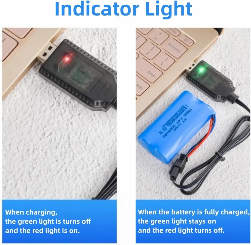 USB kabel Univerzální RC nabíječka s konektorem SM-4P pro 2S 7,4V LiPo baterii Kompatibilní s RC autem/autem/letadlem/dron...