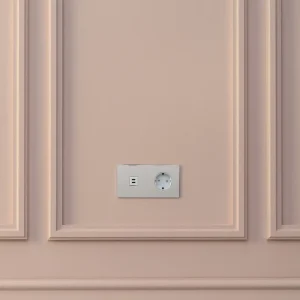 Kew Double USB TYPE-C 30W & Schuko Type F Socket - Polished Nickel | White